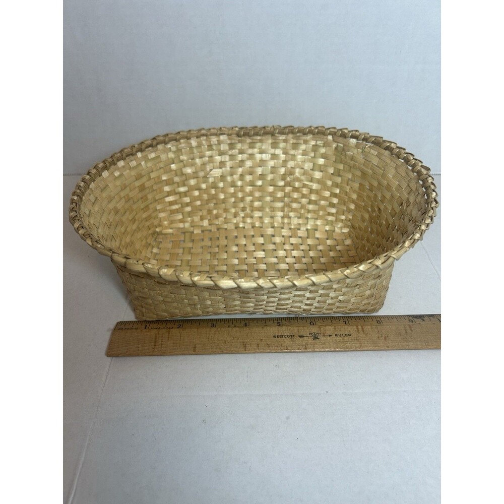 Handwoven Basket Set 7 Nested Oval Natural Wicker Boho Farmhouse Vintage Decor - Picture 4 of 12